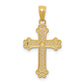 14K Yellow & Rhodium W/Rhodium Diamond-Cut Filigree Cross Pendant