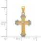 14K Yellow & Rhodium W/Rhodium Diamond-Cut Filigree Cross Pendant