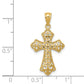 14K Yellow Gold Polished Filigree Cross Pendant