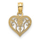 14K Yellow Gold Polished Filigree Heart Pendant