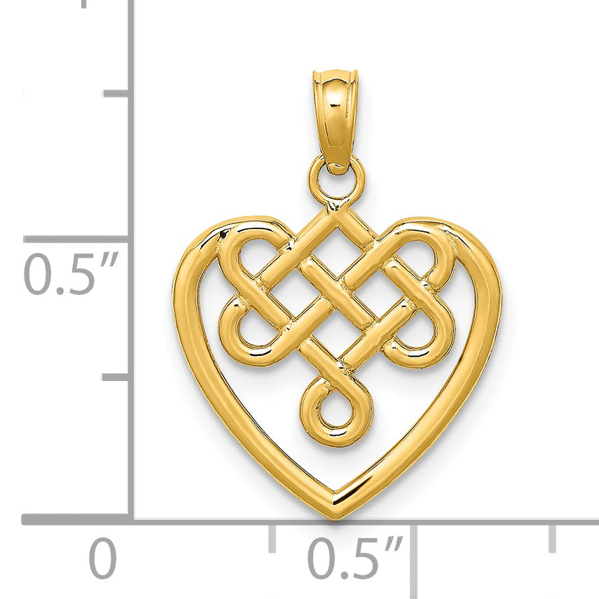 14K Yellow Gold Small Celtic Knot Heart Charm