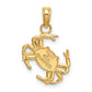 14K Yellow Gold Polished Crab Charm