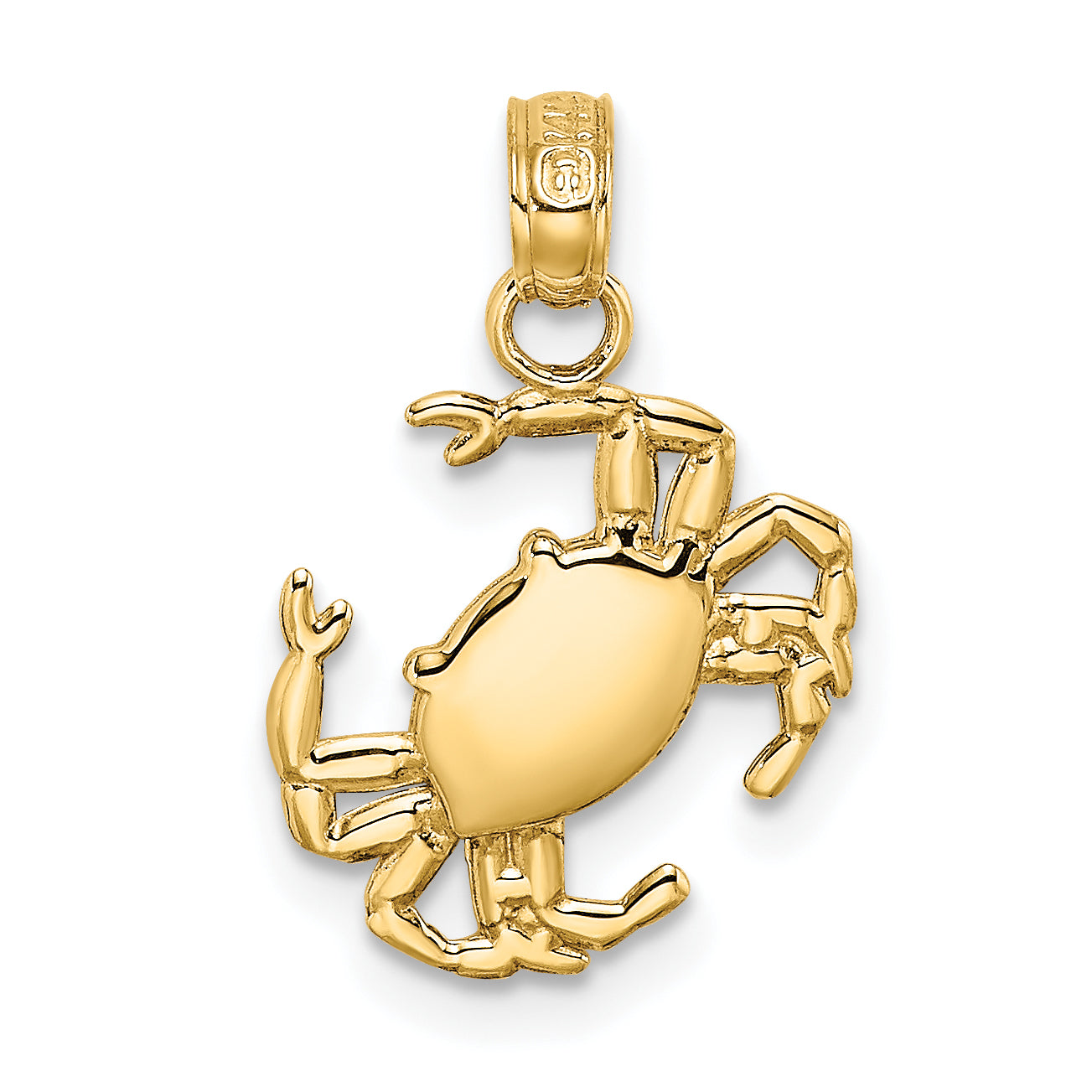 14K Yellow Gold Polished Crab Charm