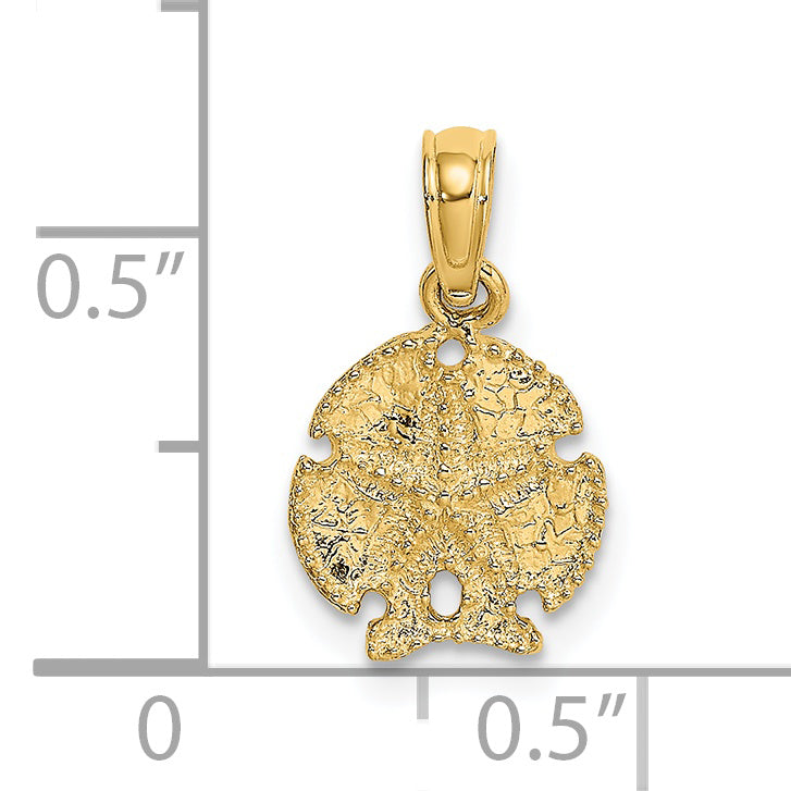 14K Yellow Gold Starfish On Sand Dollar Pendant