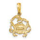 14K Yellow Gold Textured Crab Charm