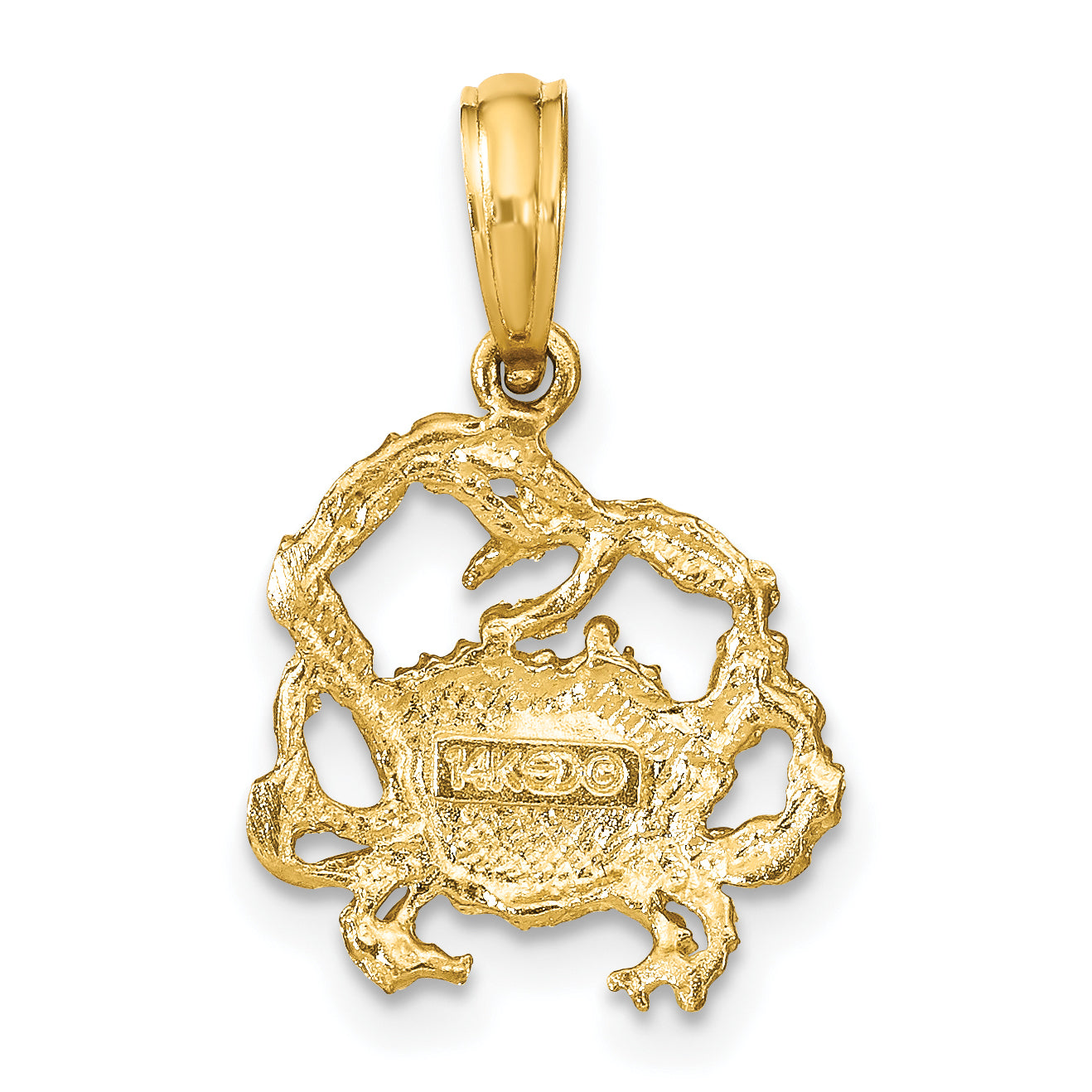 14K Yellow Gold Textured Crab Charm