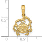 14K Yellow Gold Textured Crab Charm