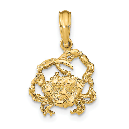 14K Yellow Gold Textured Crab Charm