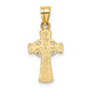 14K Yellow Gold Solid Cross W/ Eternity Rings Charm