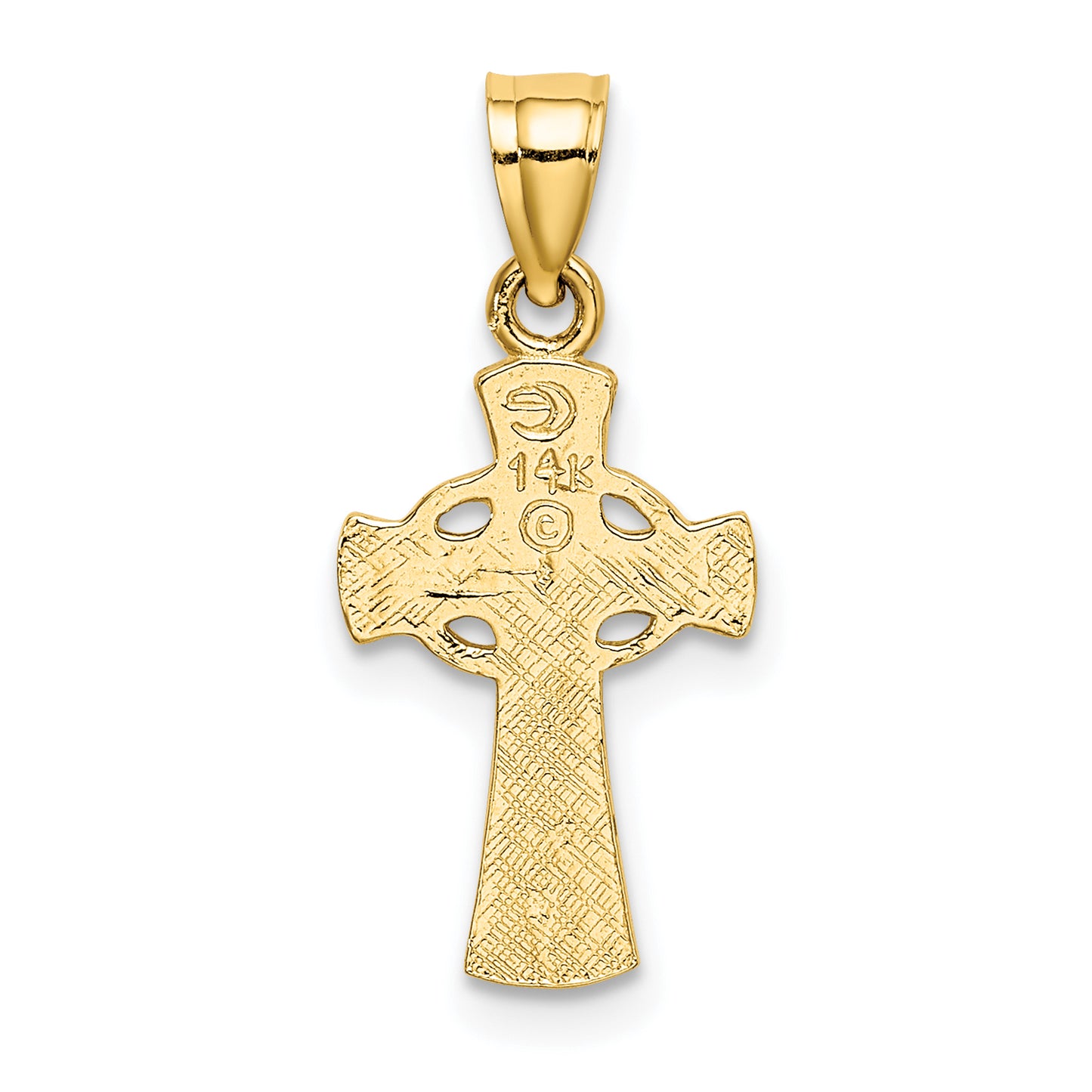 14K Yellow Gold Solid Cross W/ Eternity Rings Charm