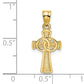 14K Yellow Gold Solid Cross W/ Eternity Rings Charm