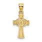 14K Yellow Gold Solid Cross W/ Eternity Rings Charm