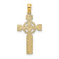 14K Yellow Gold Engraved Celtic Cross W/ Eternity Circle Charm