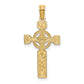 14K Yellow Gold Engraved Celtic Cross W/ Eternity Circle Charm