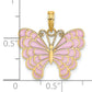 14K Yellow Gold Lavender Enameled Butterfly Pendant