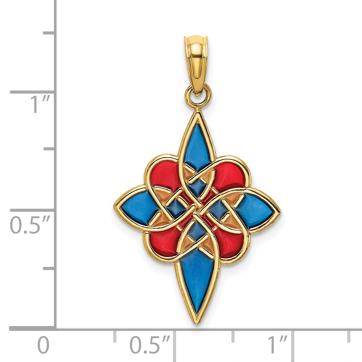 14K Yellow Gold Enameled Celtic Knot Charm