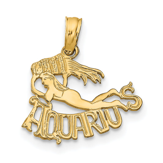 14K Yellow Gold Aquarius Zodiac Charm