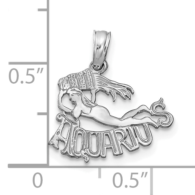 14K White Gold Wg Aquarius Zodiac Charm