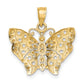 14K Yellow & Rhodium W/Rhodium Cut-Out Wings Butterfly Pendant