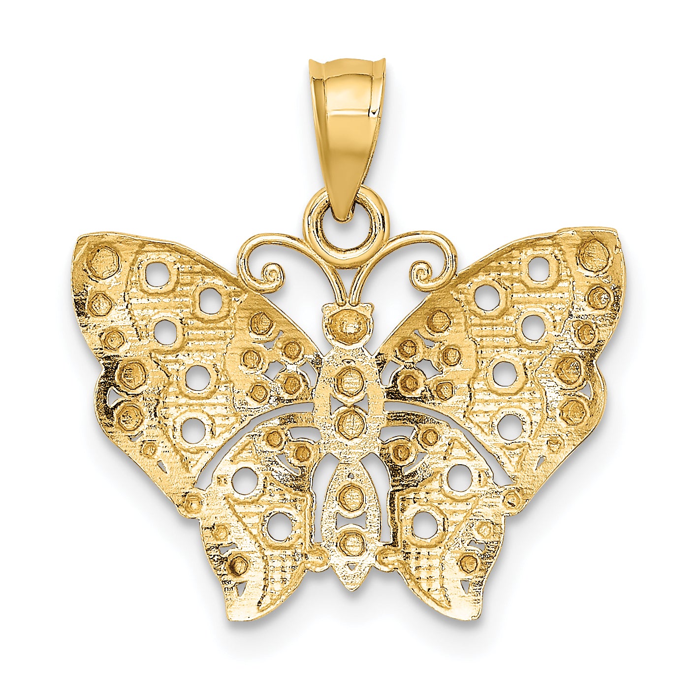 14K Yellow & Rhodium W/Rhodium Cut-Out Wings Butterfly Pendant