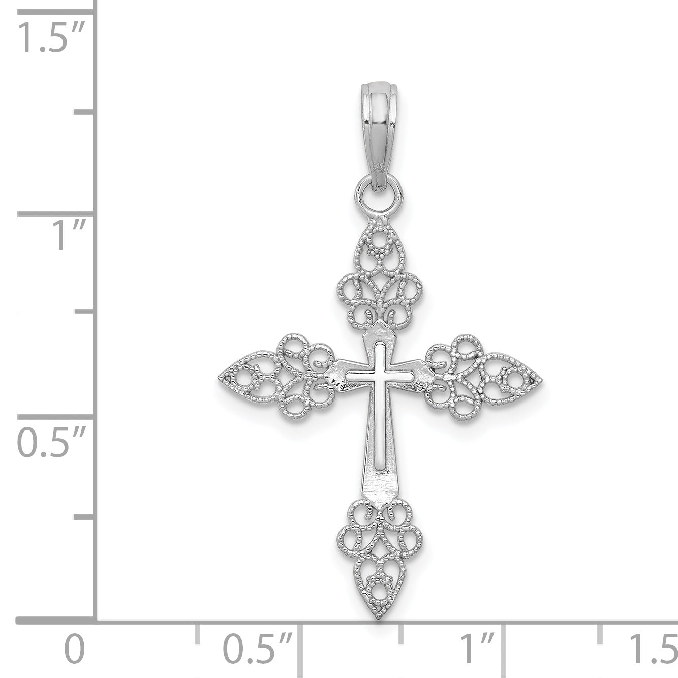 14K White Gold Filigree Cross Pendant