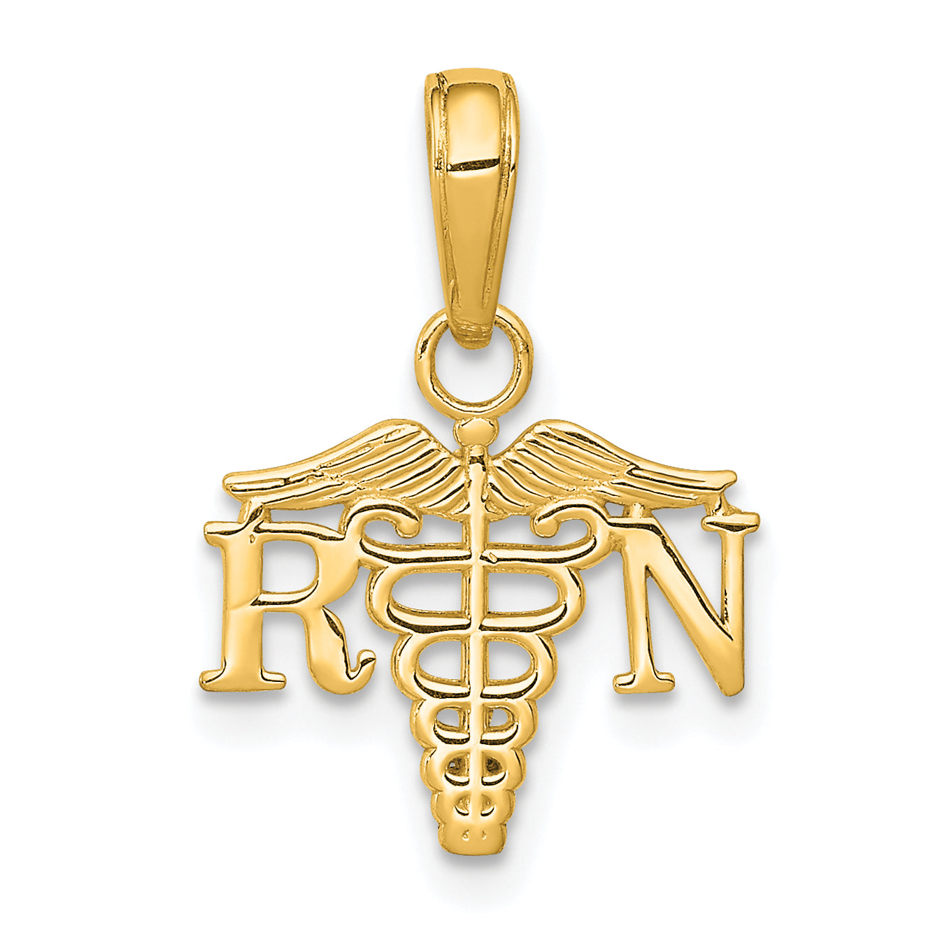 14K Yellow Gold Rn Caduceus Charm