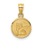 14K Yellow Gold 10mm Engraved Angel Coin Charm