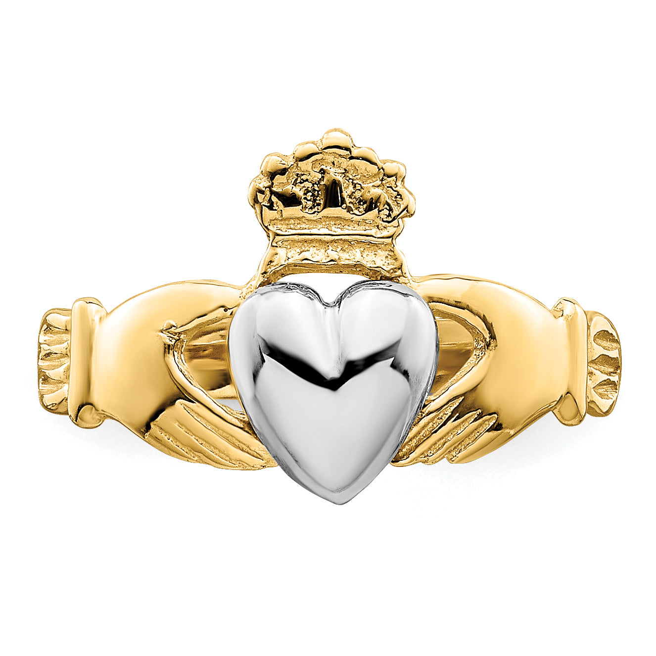 14K Two-Tone Tt Yellow & White Gold Baby Claddagh Ring (Development)