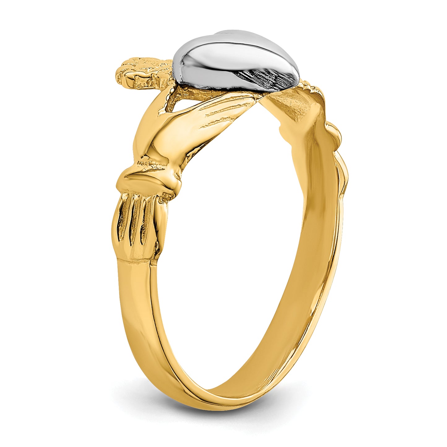 14K Two-Tone Tt Yellow & White Gold Baby Claddagh Ring (Development)