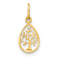 14K Yellow Gold Polished Teardrop Tree Of Life Pendant