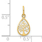 14K Yellow Gold Polished Teardrop Tree Of Life Pendant