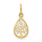 14K Yellow Gold Polished Teardrop Tree Of Life Pendant