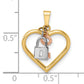 14K Tri-Color Heart, Lock And Key Pendant