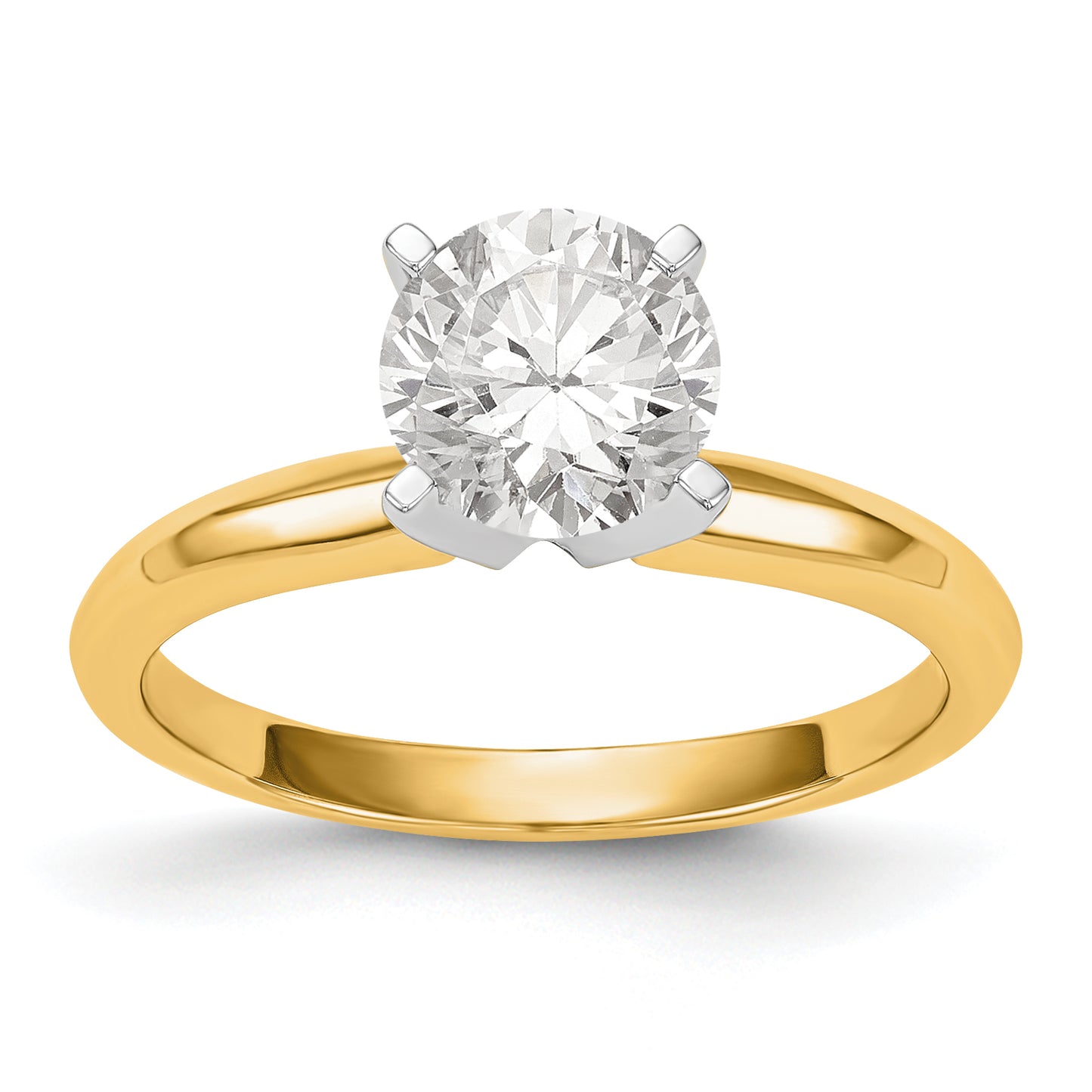 14k Two-tone 1/2 Ct. VS/SI+ G+ Lab Grown Diamond Lightweight Knife Edge Round 4 Prong Solitaire Engagement Ring