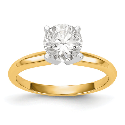 14k Two-tone 1/2 Ct. VS/SI+ G+ Lab Grown Diamond Lightweight Knife Edge Round 4 Prong Solitaire Engagement Ring