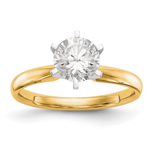 14k Two-tone 1/4 carat Round VS/SI GH Lab Grown Diamond Solitaire Lightweight Comfort Fit 6 Prong Ring