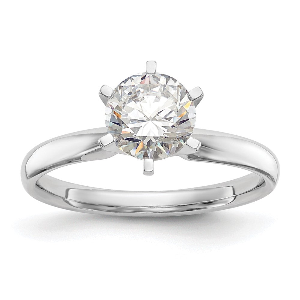 14k White Gold 1/2 carat Round VS/SI GH Lab Grown Diamond Solitaire Lightweight Comfort Fit 6 Prong Ring