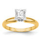 14k Two-tone 1/4 Ct. Princess VS/SI GH Lab Grown Diamond Solitaire Medium Weight Half-Round V-end 4 Prong Ring