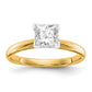 14k Two-tone 1/4 carat Princess VS/SI GH Lab Grown Diamond Solitaire Medium Weight Comfort Fit V-end 4 Prong Ring