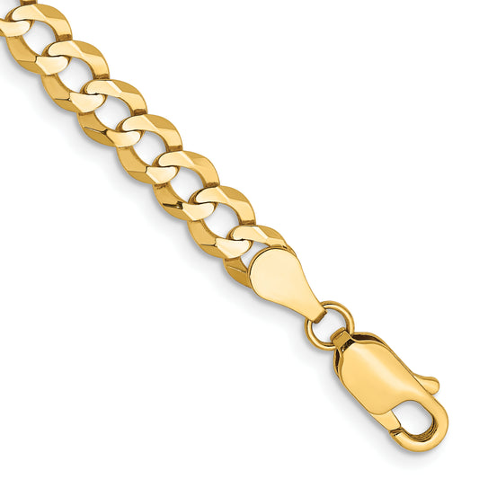 14K Yellow Gold 8 Inch 4.7mm Lightweight Flat Cuban With Lobster Clasp Bracelet