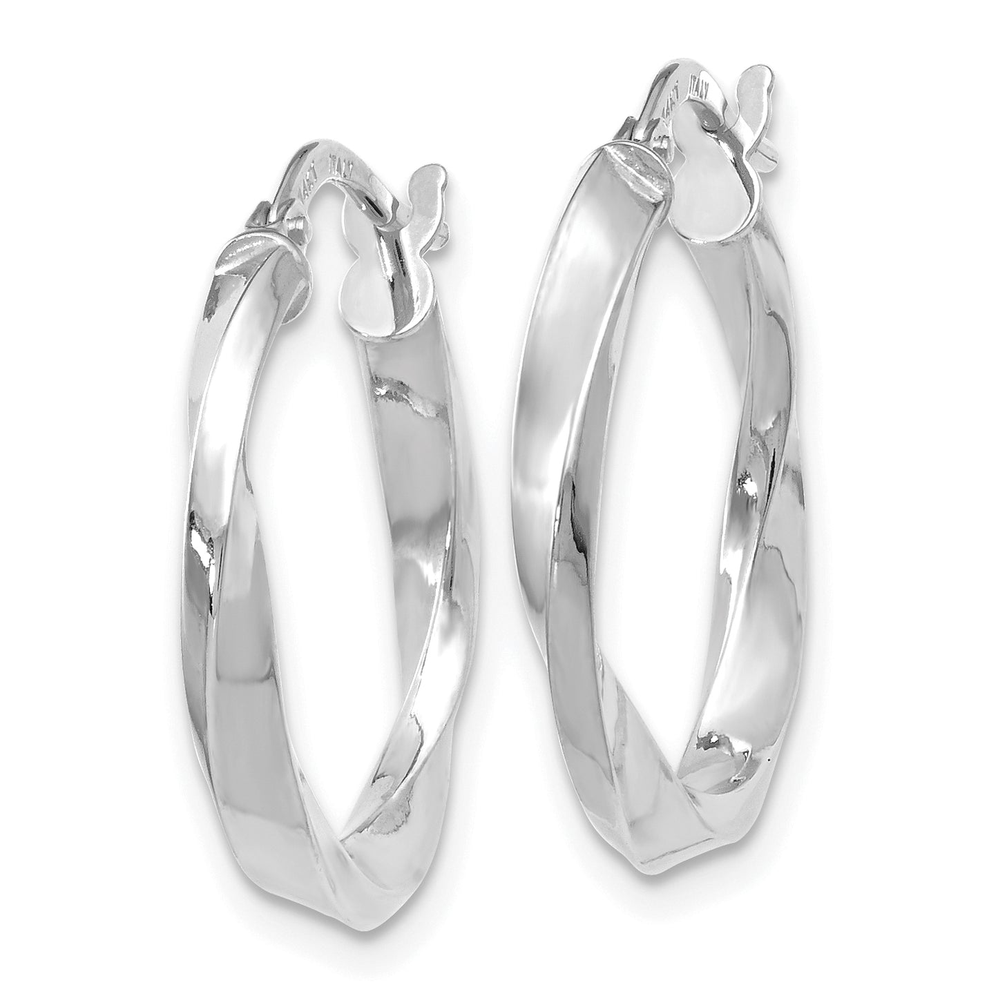 14K White Gold Polished Twisted Hoop Earrings