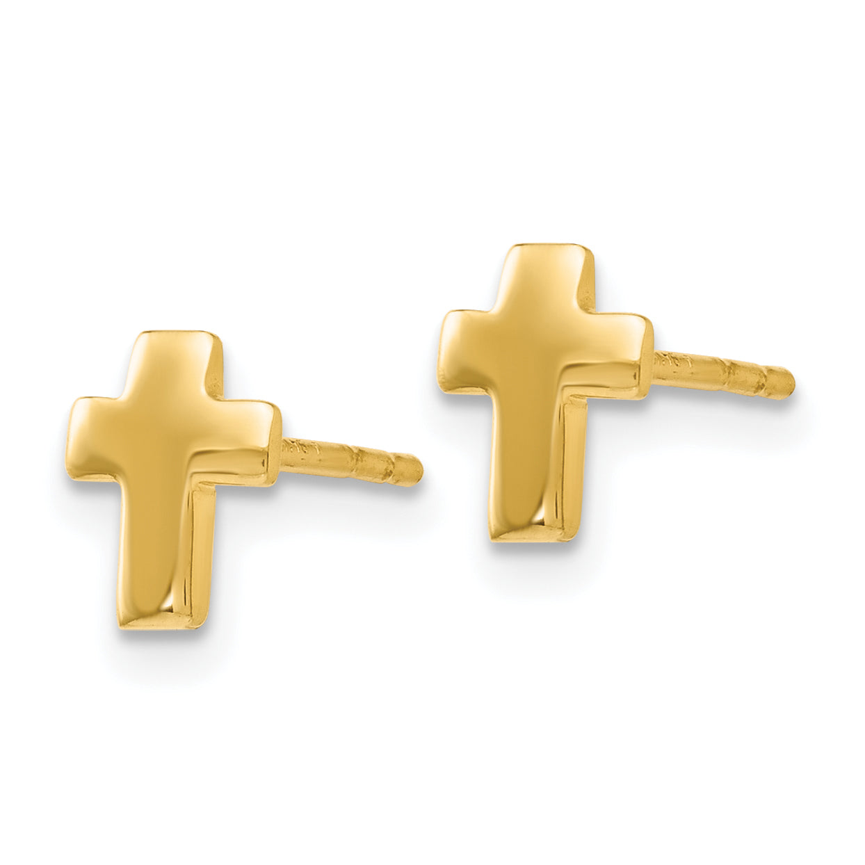 14K Yellow Gold Polished Cross Post Earrings