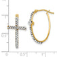 14K Yellow Gold Crystals From Swarovski Polished Cross Hoop Earrings