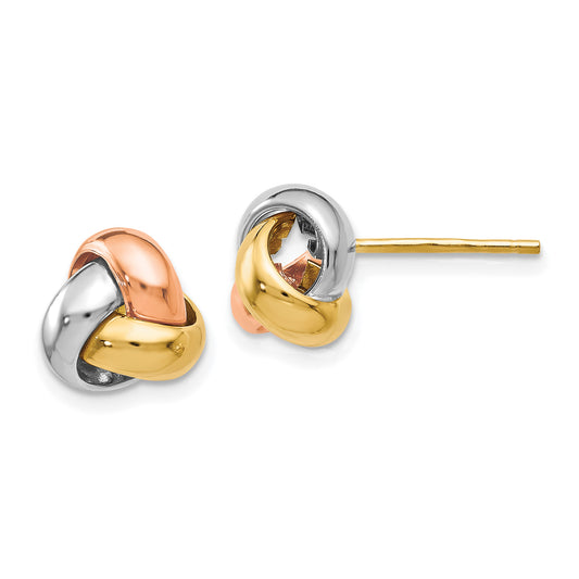 14K Tri-Color Polished Love Knot Earrings