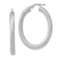 14K White Gold Polished Twisted Oval Hoop Earrings