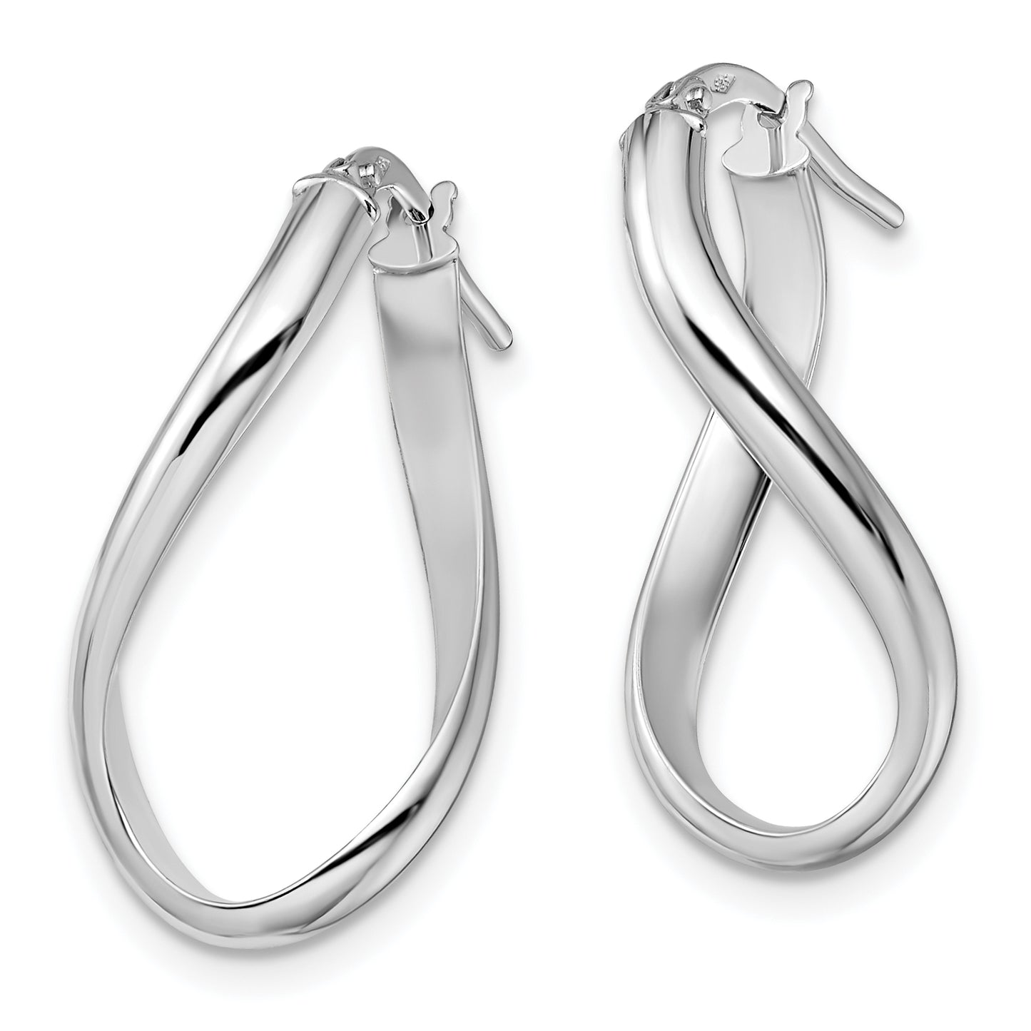 14K White Gold Polished Oval Twisted Hoop Earrings