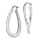 14K White Gold Polished Twisted Oval Hoop Earrings