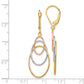 14K Tri-Color Leverback Earrings