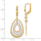 14K Tri-Color Polished And D/C Leverback Earrings