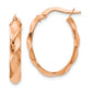 14K Rose Gold Polished And Twisted Oval Hoop Earrings